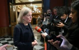 La Première ministre suédoise Magdalena Andresson parle aux journalistes le 10 septembre 2022 à Stockholm