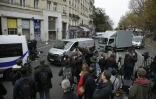 Arrivée de véhicules des Pompes Funèbres le 14 novembre 2015 au Bataclan à Paris