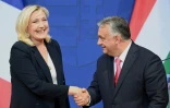 Marine Le Pen, candidate du RN à la présidentielle, et le Premier ministre hongrois Viktor Orban, le 26 octobre 2021 à Budapest