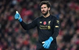 Le gardien brésilien de Liverpool Alisson Becker lors du choc de Premier League contre Manchester City à Anfield, le 10 novembre 2019