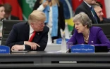 Le président américain Donald Trump(G) et la Première ministre britannique Theresa May (D) lors du sommet du G20, le 30 novembre 2018 à Buenos Aires, en Argentine