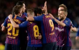 Les joueurs de Barcelone se qualifient pour les demi-finales de Ligue des champions en battant Manchester United 3 à 0 au Camp Nou le 16 avril 2019