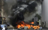 Poubelles incendiées lors la manifestation contre la loi travail le 31 mars 2016 à Nantes