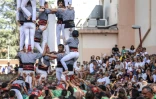 Des "Castellers" espagnols à la feria de Millas, dans les Pyrénées-Orientales, le 5 août 2023