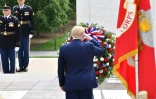 Donald Trump lors d'une cérémonie au cimetière militaire d'Arlington, près de Washington, le 25 mai 2020
