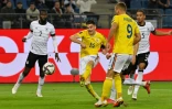 Le milieu de terrain roumain Ianis Hagi ouvre le score face à l'Allemagne, lors des qualifications (Zone Europe) de la Coupe du monde 2022 au Qatar, le 8 octobre 2021 à Hambourg