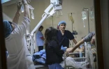 Une photo du sous-sol d'un centre médical le 14 octobre 2020, transformé en hôpital de campagne en raison des combats au Nagorny Karabakh