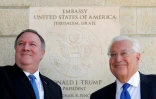 Le secrétaire d'Etat Mike Pompeo et l'ambassadeur américain en Israël David Friedman à l'ambassade américaine de Jérusalem, le 21 mars 2019