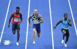 Le champion olympique italien Lamont Marcell Jacobs s'impose sur 60 m au meeting indoor de Berlin, le 4 février 2022  