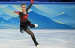 La Russe Kamila Valieva au cours de l'épreuve par équipe de patinage artistique des Jeux olympiques de Pékin, le 7 février 2022