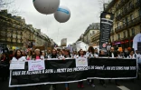 Des personnels de santé manifestent à Paris le 3 février 2020 contre la réforme des retraites 