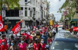 Manifestation contre la menace de prescription dans le dossier de l'insecticide chlordécone, le 27 février 2021 à Fort-de-France, en Martinique