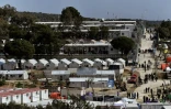 Le camp de migrants de Moria transformé en camp de détention, à Mytilène, sur l'île grecque de Lesbos, le 3 avril 2016