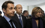 -Nicolas Sarkozy, Alain Juppé et Valérie Pecresse le 14 octobre 2010 à Le Barp