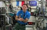 L'astronaute français Thomas Pesquet, le 30 mai 2017 à bord de la Station spatiale internationale (ISS)