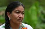 Francia Giraldo, une femme autochtone embera chami et dirigeante communautaire, le 9 avril 2026 à Vereda Tuma Drua, dans une réserve de Pueblo Rico, en Colombie