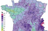 Carte de France avec les précipitations record en décembre-janvier
