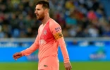 La star du FC Barcelone Lionel Messi, entré en cours de jeu sur le terrain du Deportivo Alaves, le 23 avril 2019 à Vitoria