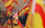 Le chef du parti d'extrême droite Vox Santiago Abascal  participe à une manifestation à laquelle il a appelé contre un projet d'amnistie des indépendantistes catalans, le 29 octobre 2023 à Madrid