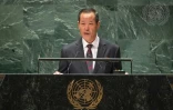 L'ambassadeur de la Corée du Nord à l'ONU Kim Song à la tribune de l'Assemblée générale, le 26 septembre 2023 à New York