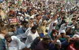 Manifestation d'islamistes contre l'acquittement d'Asia Bibi, le 31 octobre 2018 à Lahore, au Pakistan