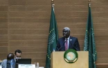 Moussa Faki Mahamat (d), président de la Commission de l'Union africaine, le 14 octobre 2021 à Addis Abeba, en Ethiopie