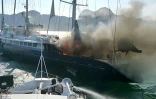 Capture d'écran d'une vidéo de l'incendie du Phocéa le 18 juillet 2021 sur l'île de Lankawi 