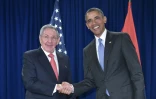 Le président des Etats-Unis Barack Obama serre la main de son homologue cubain Raul Castro lors d'une rencontre en marge de l'Assemblée générale des Nations unies, à New York le 29 septembre 2015