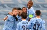 Les joueurs de Manchester City vainqueurs, Ă domicile, du PSG en demi-finale de Ligue des champions, le 4 mai 2021
