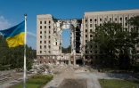 Le bâtiment du gouvernement régional à Mykolaiv, dans le sud de l'Ukraine, en partie détuit par une frappe russe, le 10 juin 2022 