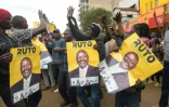 du vice-président sortant et candidat à la présientielle William Ruto rassemblés à Eldoret dans l'attente des résultats des élections, le 15 août 2022 au Kenya