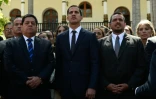 Le nouveau président de l'Assemblée nationale du Venezuela, Juan Guaido (C), le premier vice-président Edgar Zambrano (G) et le second vice-président Stalin González (D), le 5 janvier 2019 à Caracas