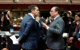 Alexis Tsipras (g) et François Hollande à Bruxelles, le 15 octobre 2015