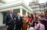 Kevin McCarthy lors d'un point presse devant la Maison Blanche, le 16 mai 2023