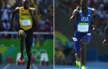 Les sprinteurs Usain Bolt et Justin Gatlin lors des séries du 100 m aux JO de Rio