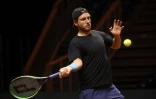 Le Français Lucas Pouille lors d'une séance d'entraînement pour la finale de la Coupe Davis contre la Croatie, au stade Pierre-Mauroy, le 21 novembre 2018