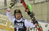 L'Autrichien Marcel Hirscher après sa victoire sur le slalom de Madonna di Campiglio, en Italie, le 22 décembre 2017