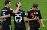 Leon Goretzka (d), buteur pour le Bayern à Leipzig, le 3 avril 2021