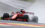 Le pilote Ferrari Monégasque Charles Leclerc lors des qualifications du Grand Prix de Belgique sur le circuit de Spa-Francorchamps le 28 août 2021.