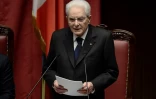 Le président de la République italienne Sergio Mattarella, lors de sa prestation de serment devant le parlement à Rome, le 3 février 2022