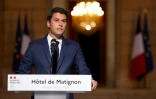 Le Premier ministre Gabriel Attal fait une déclaration après l'annonce des résultats du 1er tour des législatives à l'hôtel Matignon, le 30 juin 2024 à Paris