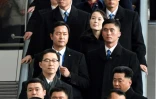 Kim Yong Nam dirige la délégation nord-coréenne aux Jeux de Pyeongchang. A l'arrière-plan, Kim Yo Jong, la jeune soeur de Kim Jong Un, le dirigeant nord-coréen. Le 9 février 2018.