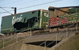 Les wagons endommagés d'un train de marchandises sur le pont du Grand Belt au Danemark le 2 janvier 2019