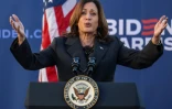 La vice-présidente américaine Kamala Harris lors d'un discours de campagne pour la primaire démocrate à Orangeburg en Caroline du Sud le 2 février 2024