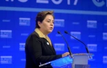 La responsable climat de l'ONU, Patricia Espinosa, le 11 décembre 2017 au ministère de l'Economie à Paris Cantellano