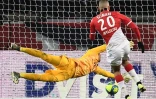 L'attaquant algérien de Monaco, Islam Slimani, buteur lors du match de Ligue 1 face au Paris-SG, au Parc des Princes, le 12 janvier 2020