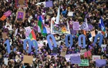 Manifestation à l'occasion de la Journée internationale des droits des femmes, le 8 mars 2020 à Madrid, en Espagne