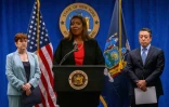 La procureure générale de l'Etat de New York, Letitia James, le 3 août à New York, lors de la présentation d'un rapport accusant le gouverneur de l'Etat de New York Andrew Cuomo d'harcèlement sexuel