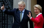 Boris Johnson et la présidente de l'Union européenne Ursula von der Leyen devant Downing Street le 8 janvier 2020