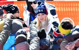 L'Américaine Lindsey Vonn après le Super-G des Jeux olympiques, le 17 février 2018 à Pyeongchang